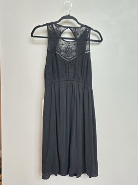 Abercrombie & Fitch Black Lace Cutout Back Fit & Flare Mini Dress L